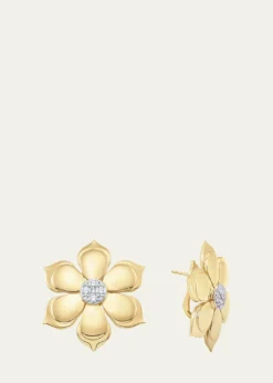 Sara Weinstock18K Two-Tone Gold Lierre Diamond Flower Stud Earrings