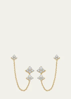 Sara Weinstock18K Yellow Gold Dujour Diamond Cluster Drop Chain Earrings
