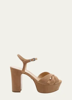 SchutzKeefa Nubuck Ankle-Strap Platform Sandals