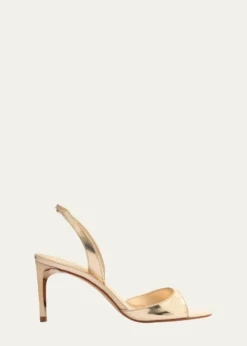 SchutzScarlett Metallic Leather Mid-Heel Slingback Sandals