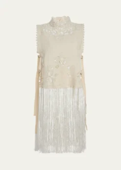 SeaAdelina Battenberg Lace Fringe-Trim Top