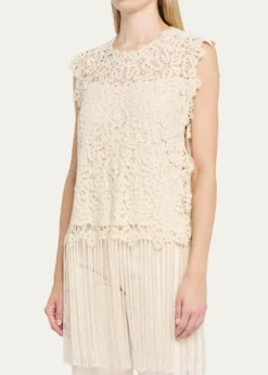 SeaAlina Embroidered Fringe Top