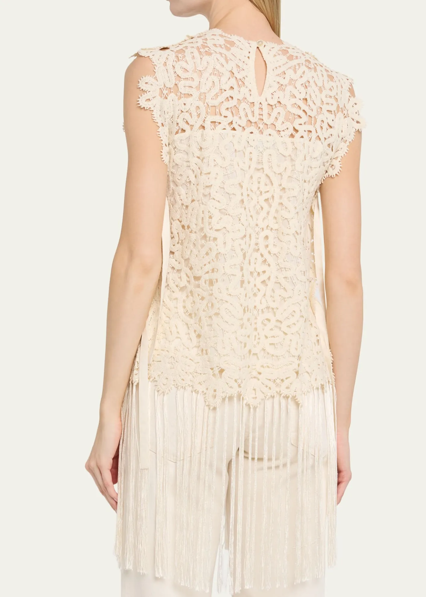 SeaAlina Embroidered Fringe Top