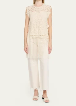 SeaAlina Embroidered Fringe Top