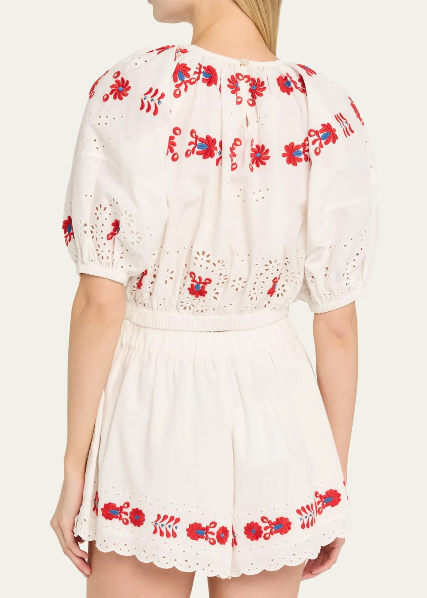 SeaCatharina Embroidered Bubble Crop Top