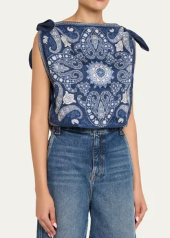 SeaEmelina Printed Tie-Side Mini Skirt