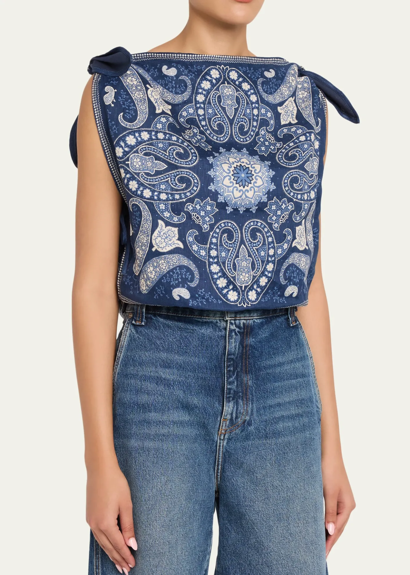 SeaEmelina Printed Tie-Side Mini Skirt