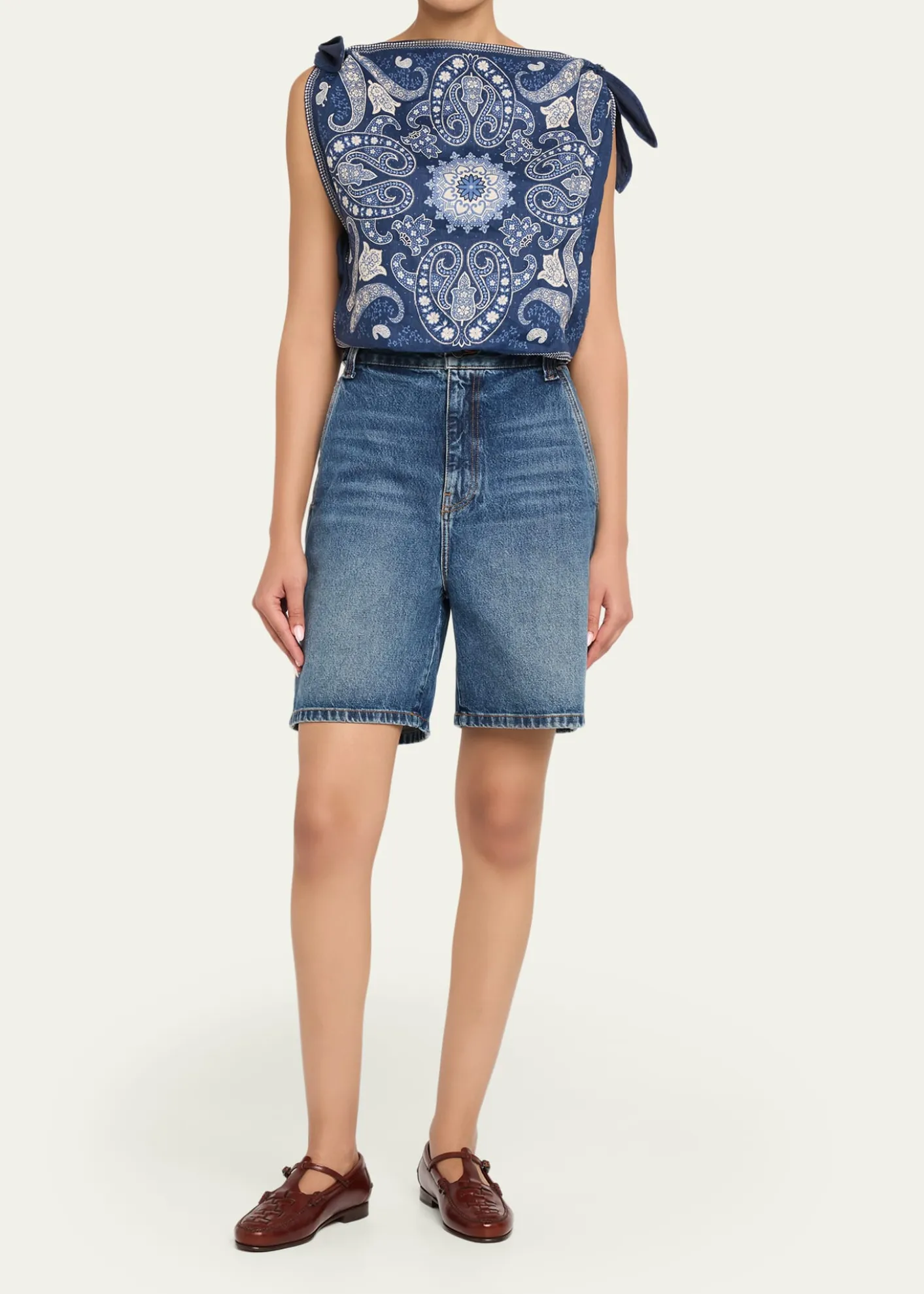 SeaEmelina Printed Tie-Side Mini Skirt