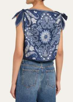 SeaEmelina Printed Tie-Side Mini Skirt