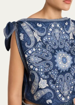 SeaEmelina Printed Tie-Side Mini Skirt