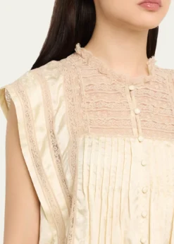SeaEthel Lace-Embroidered Satin Top