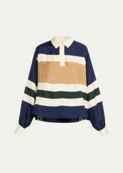 SeaJuliet Stripe Long-Sleeve Polo