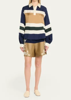 SeaJuliet Stripe Long-Sleeve Polo