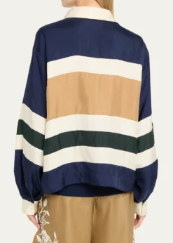 SeaJuliet Stripe Long-Sleeve Polo