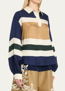 SeaJuliet Stripe Long-Sleeve Polo