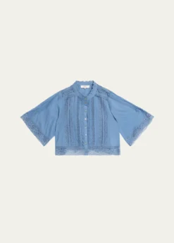 SeaPippa Embroidered Short-Sleeve Blouse