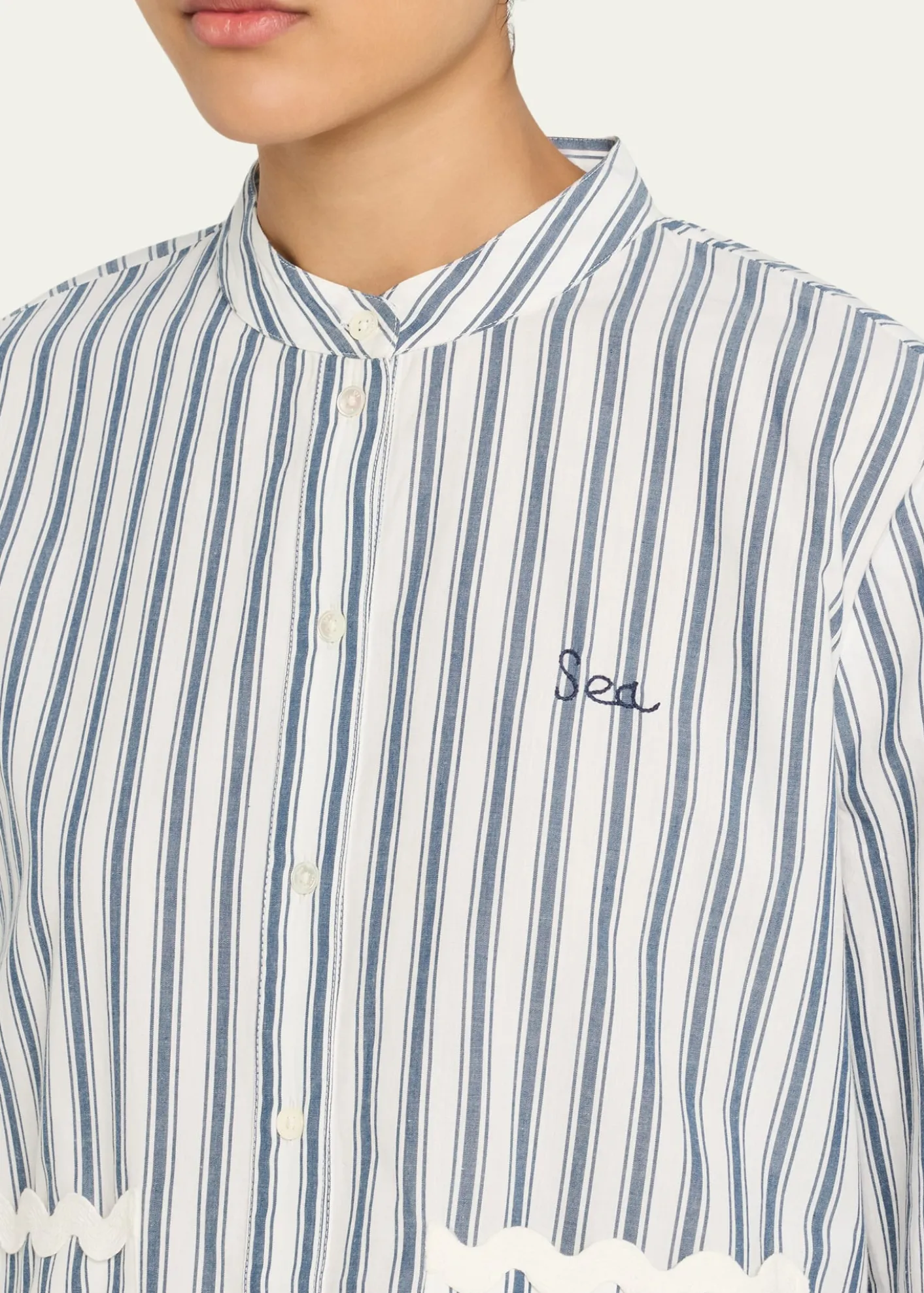 SeaRicha Stripe Long-Sleeve Cotton Top