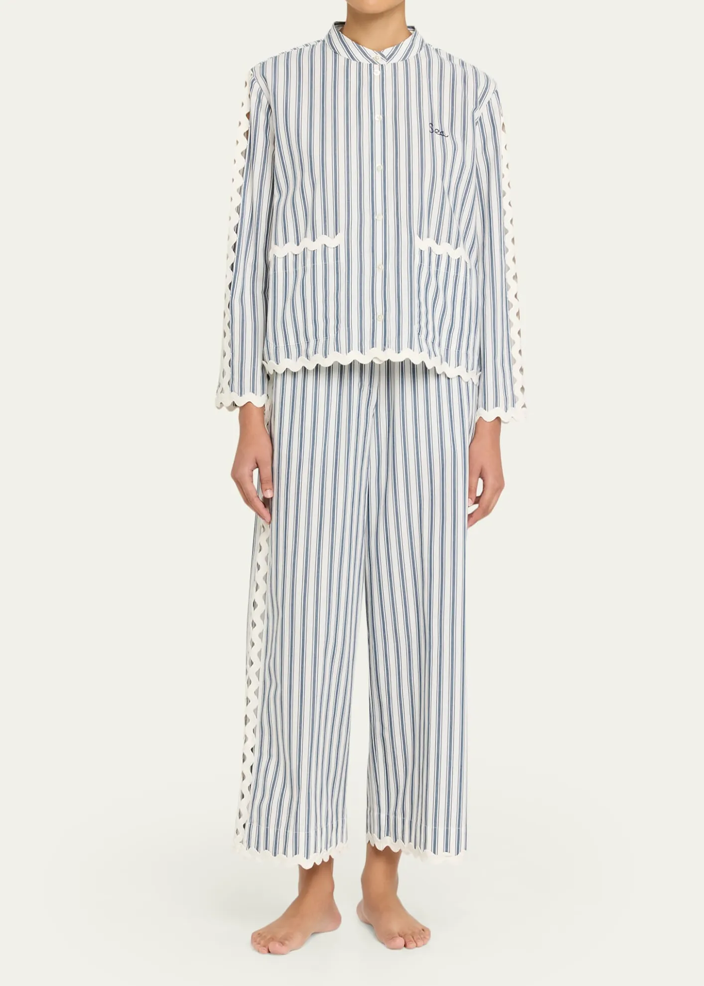 SeaRicha Stripe Long-Sleeve Cotton Top
