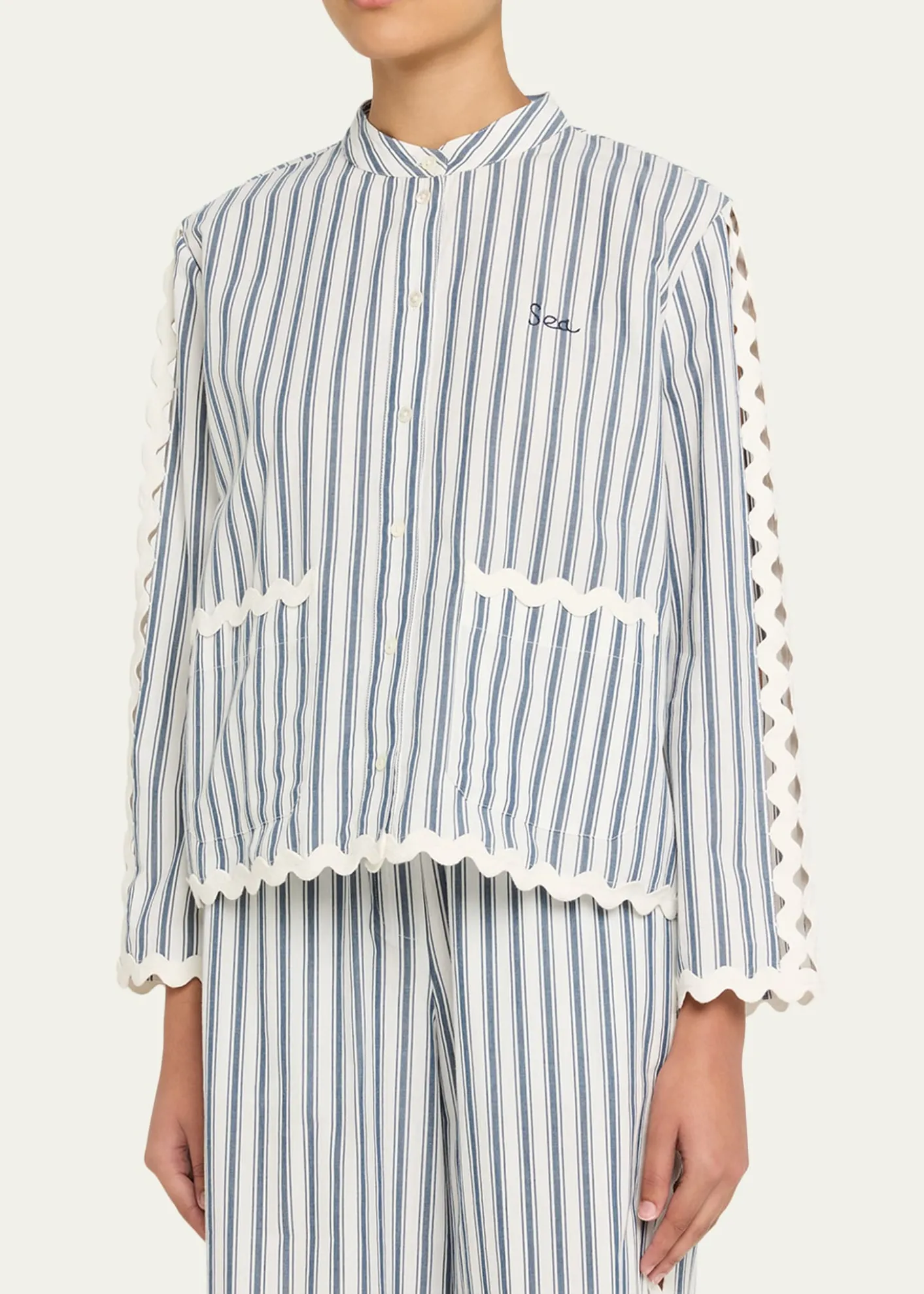 SeaRicha Stripe Long-Sleeve Cotton Top