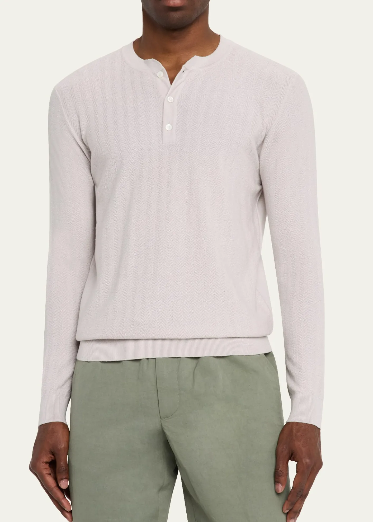 SeaseMen's Herringbone Henley Sweater