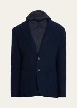 SeaseMen's Hybrid Hooded Single-Breasted Blazer