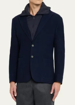 SeaseMen's Hybrid Hooded Single-Breasted Blazer