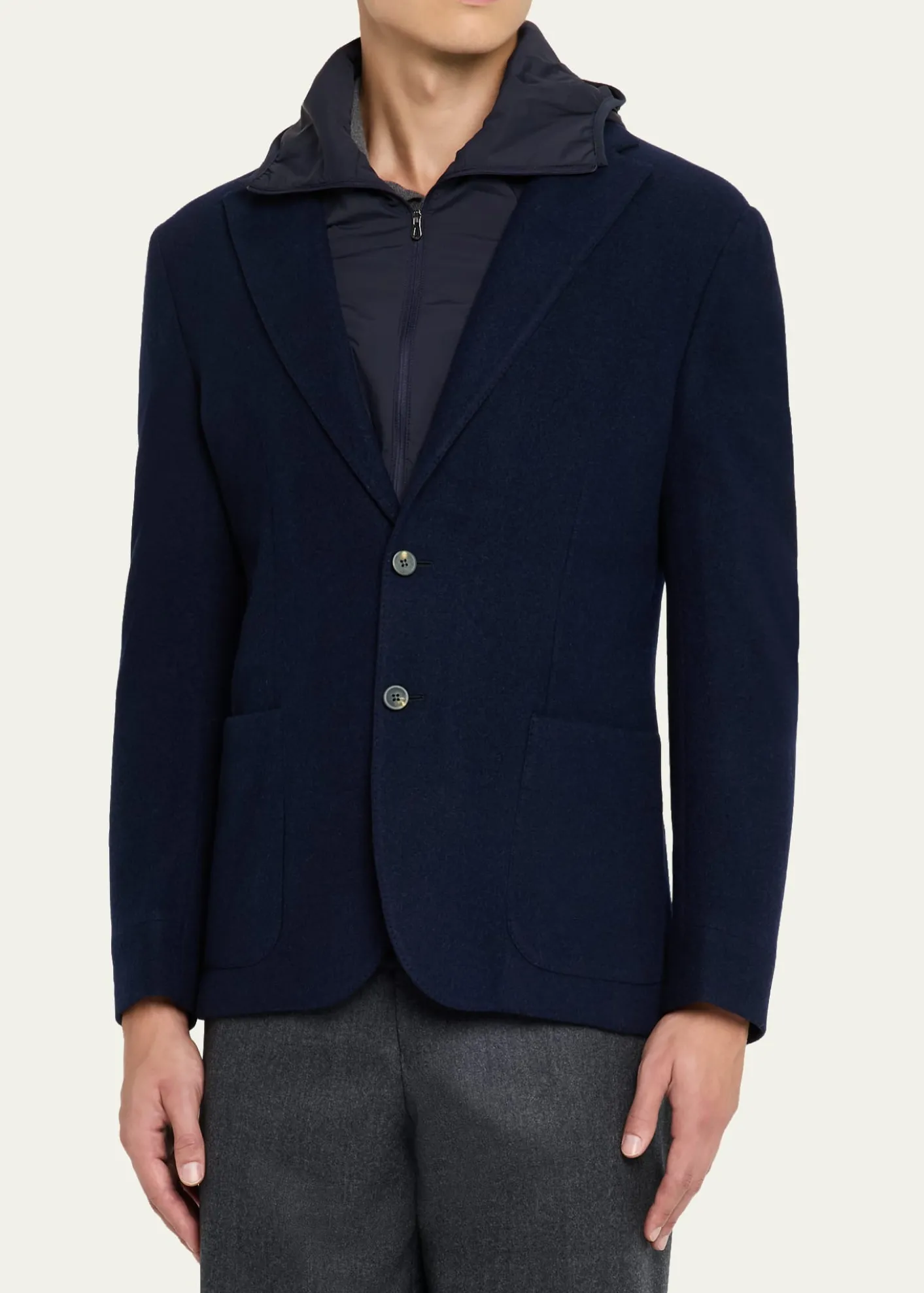 SeaseMen's Hybrid Hooded Single-Breasted Blazer