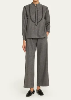 SeblineMarocaine Side-Stripe Straight-Leg Pajama Pants