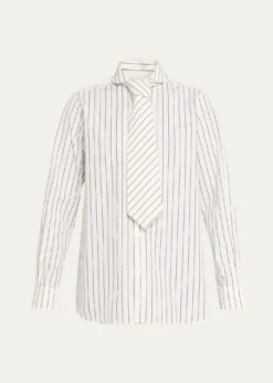 SeblineStriped Neck-Tie Button-Down Shirt