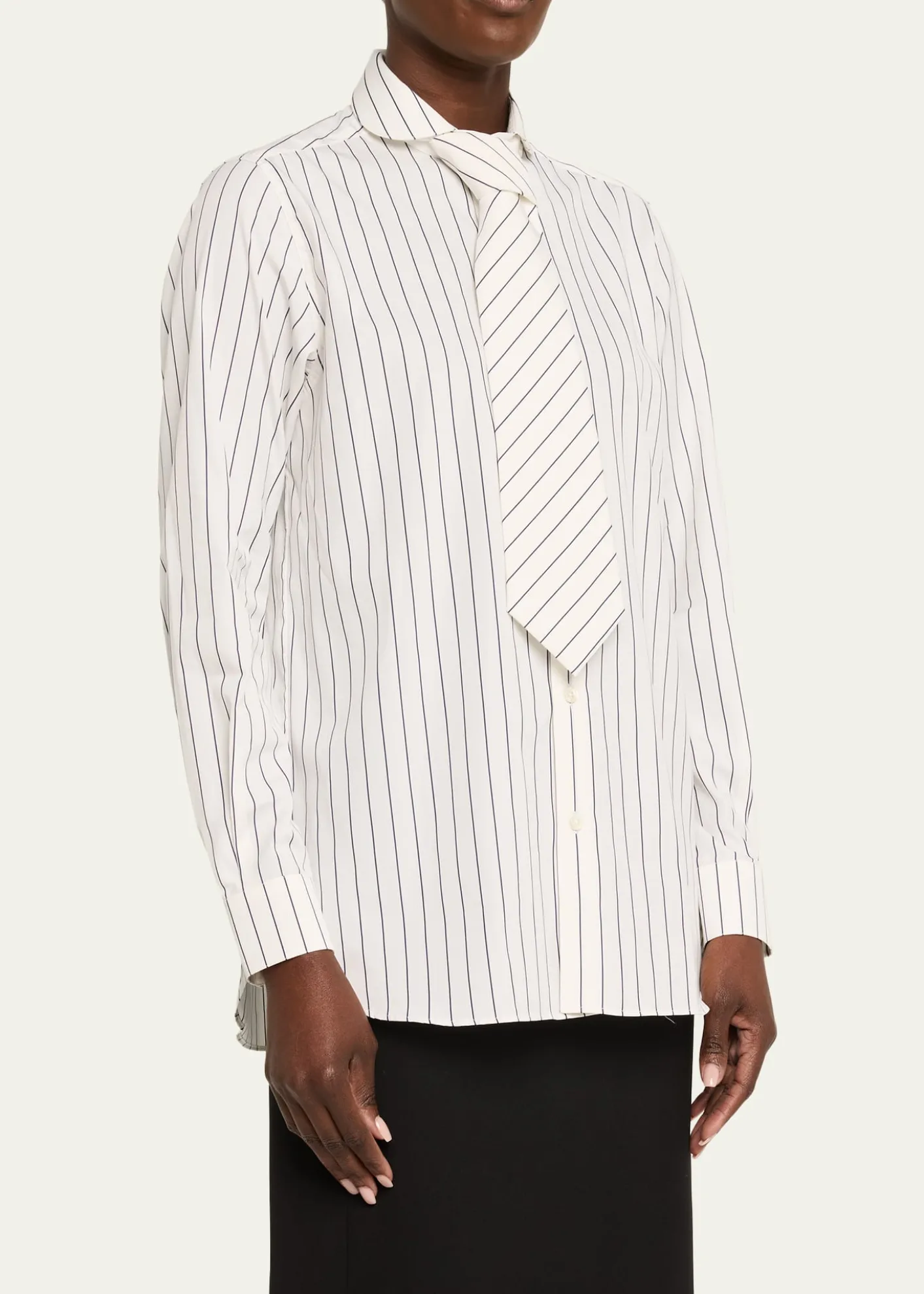 SeblineStriped Neck-Tie Button-Down Shirt