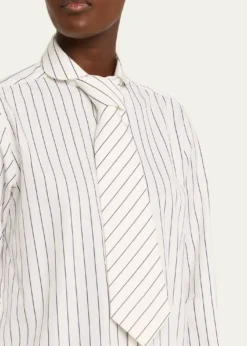 SeblineStriped Neck-Tie Button-Down Shirt