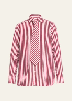 SeblineStriped Neck-Tie Button-Down Shirt