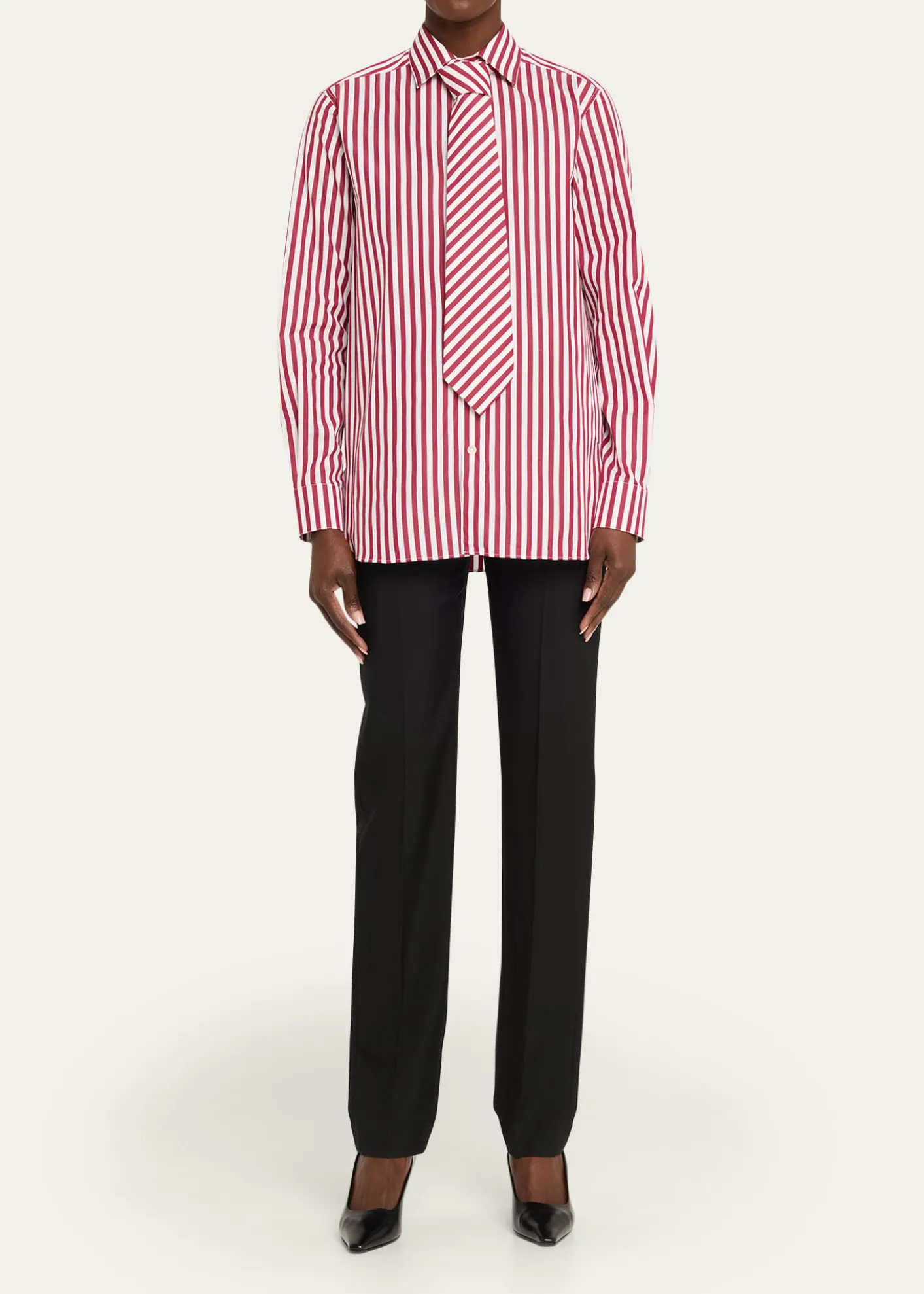 SeblineStriped Neck-Tie Button-Down Shirt
