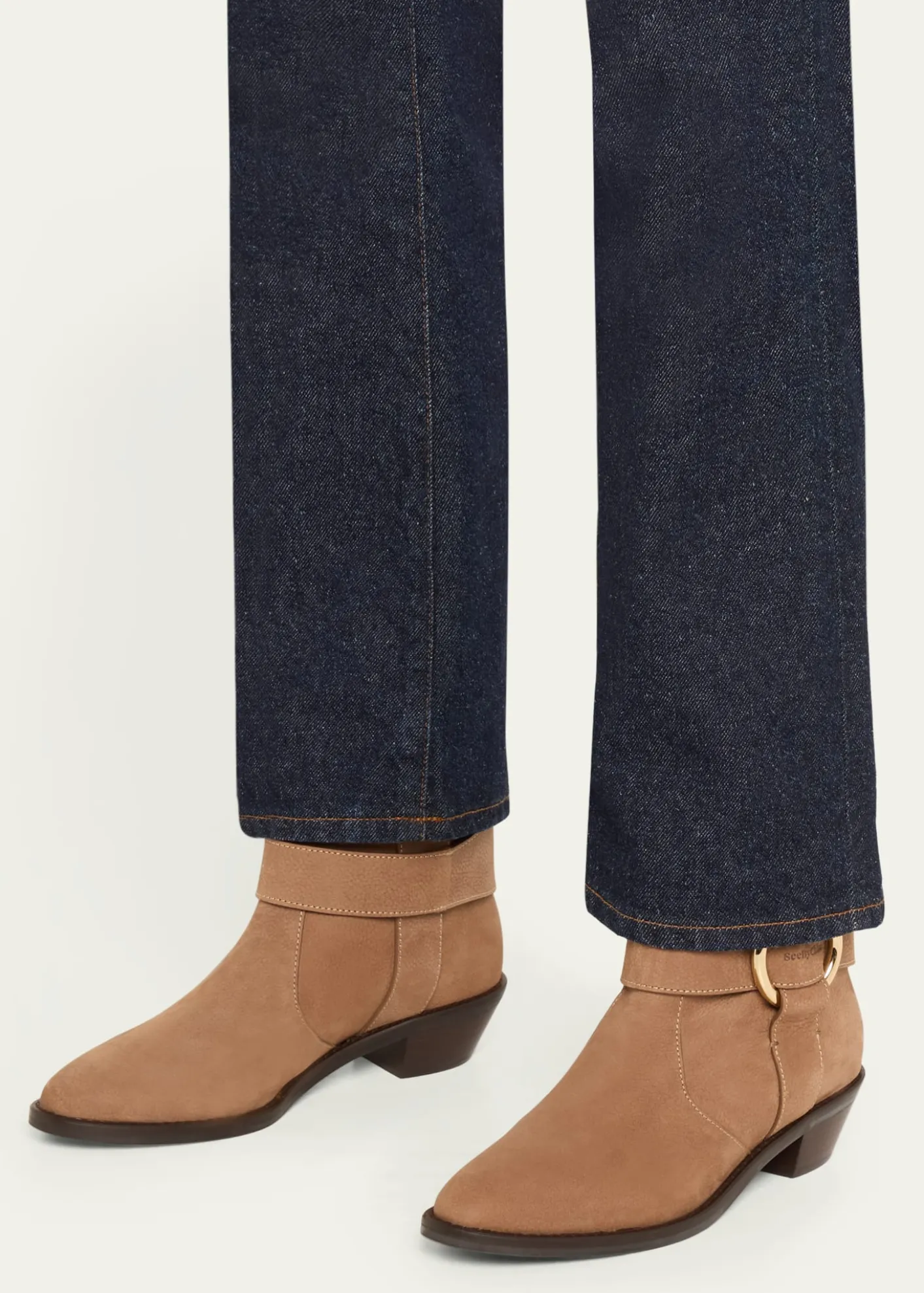 See by ChloeLeather Ring Harness Ankle Booties