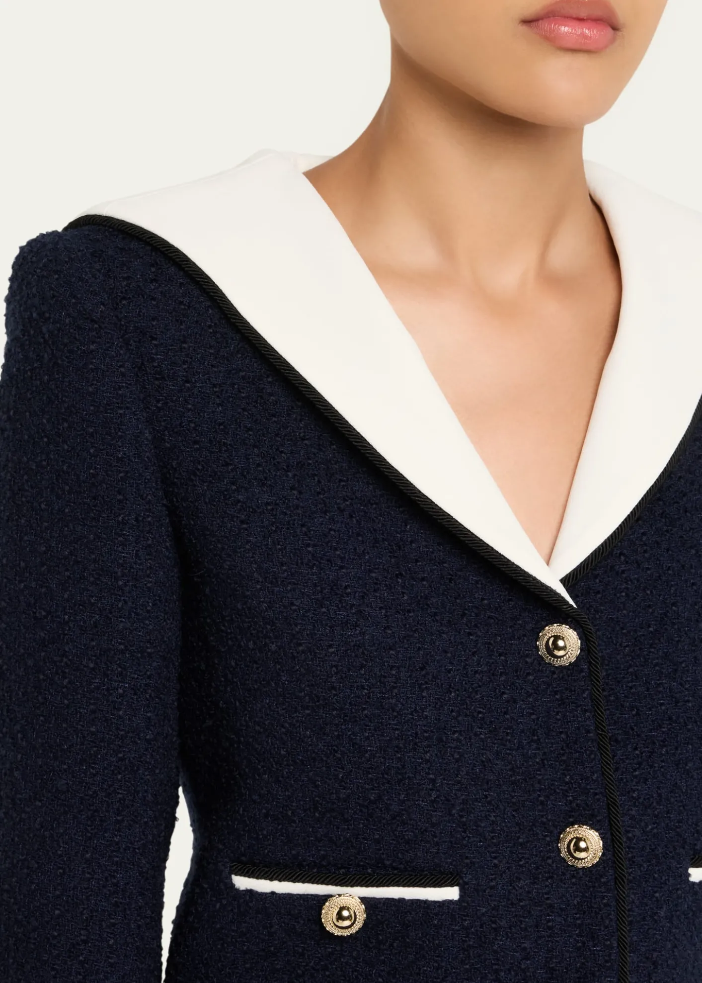 Self-PortraitBoucle Contrast Collar Jacket