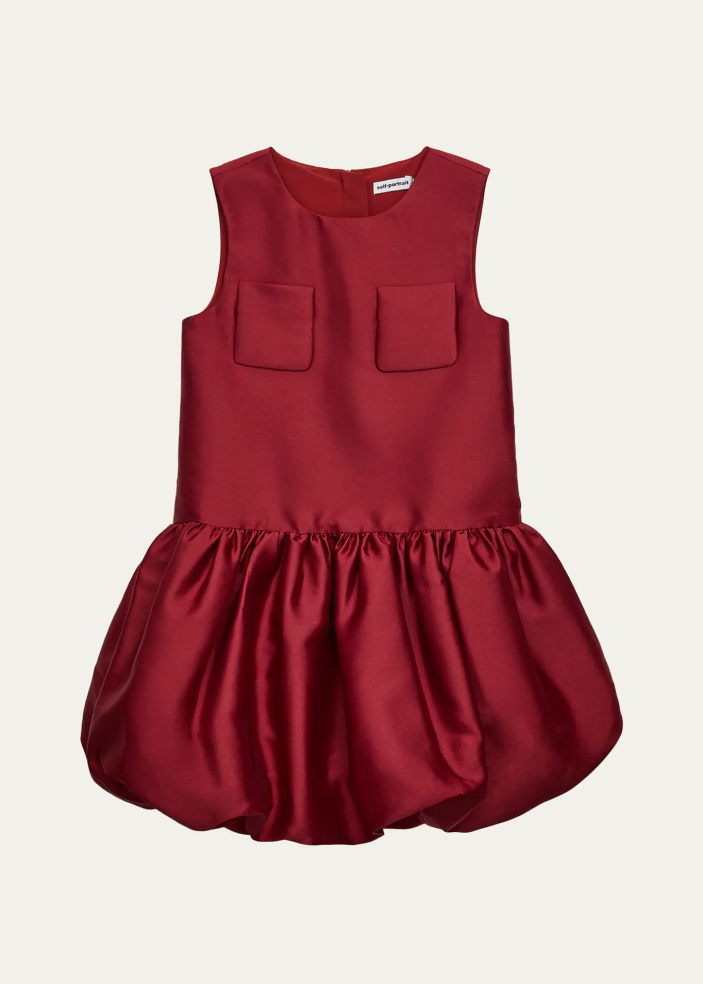 Self-PortraitGirl's Sleeveless Bubble-Hem Taffeta Dress, Size 3-12