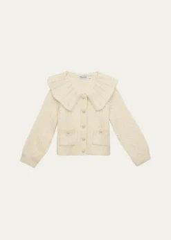 Self-PortraitGirl's Alpaca-Blend Scalloped Cardigan, Size 3-12