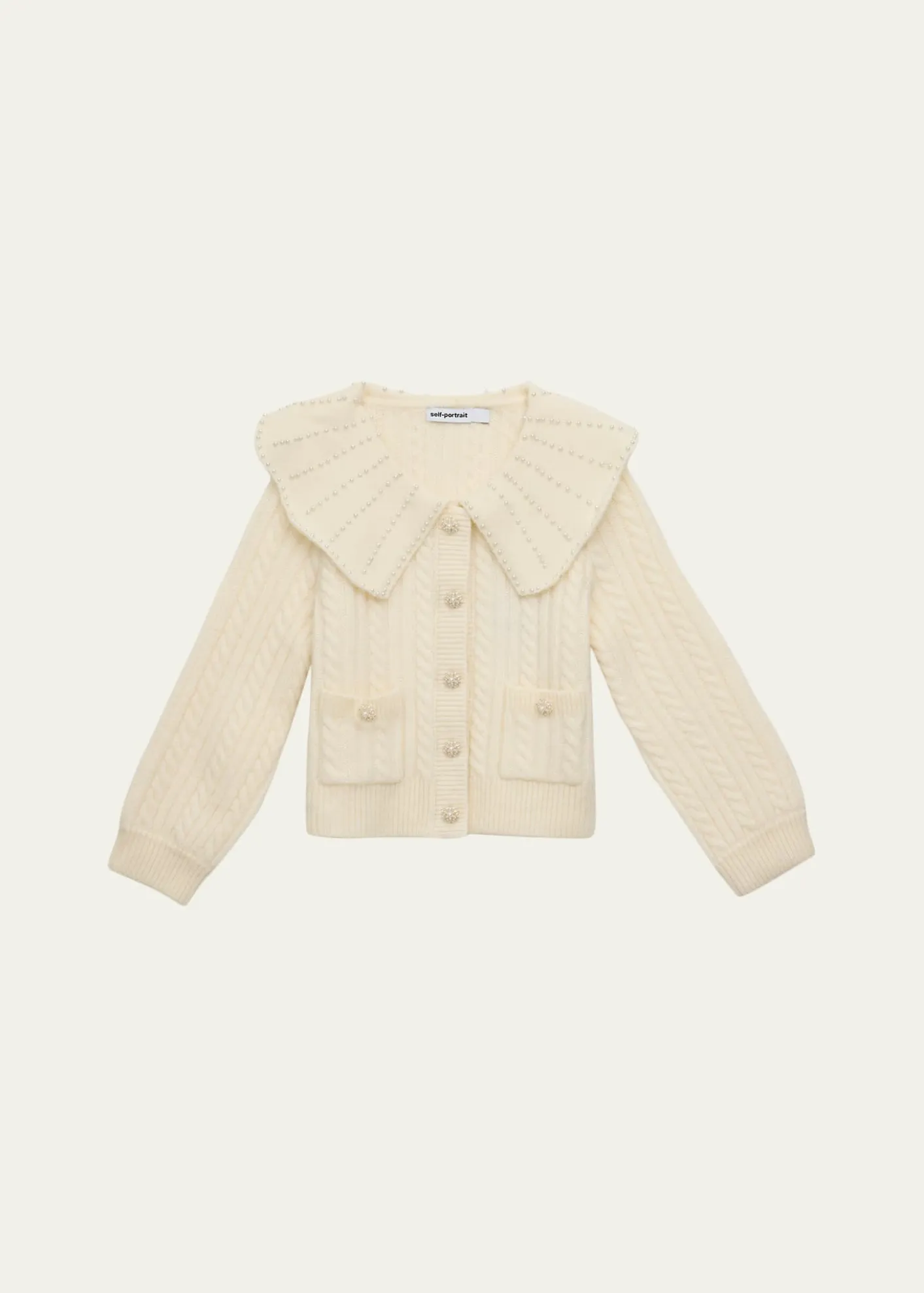 Self-PortraitGirl's Alpaca-Blend Scalloped Cardigan, Size 3-12
