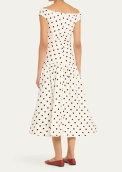 Self-PortraitPolka-Dot Cotton Midi Dress