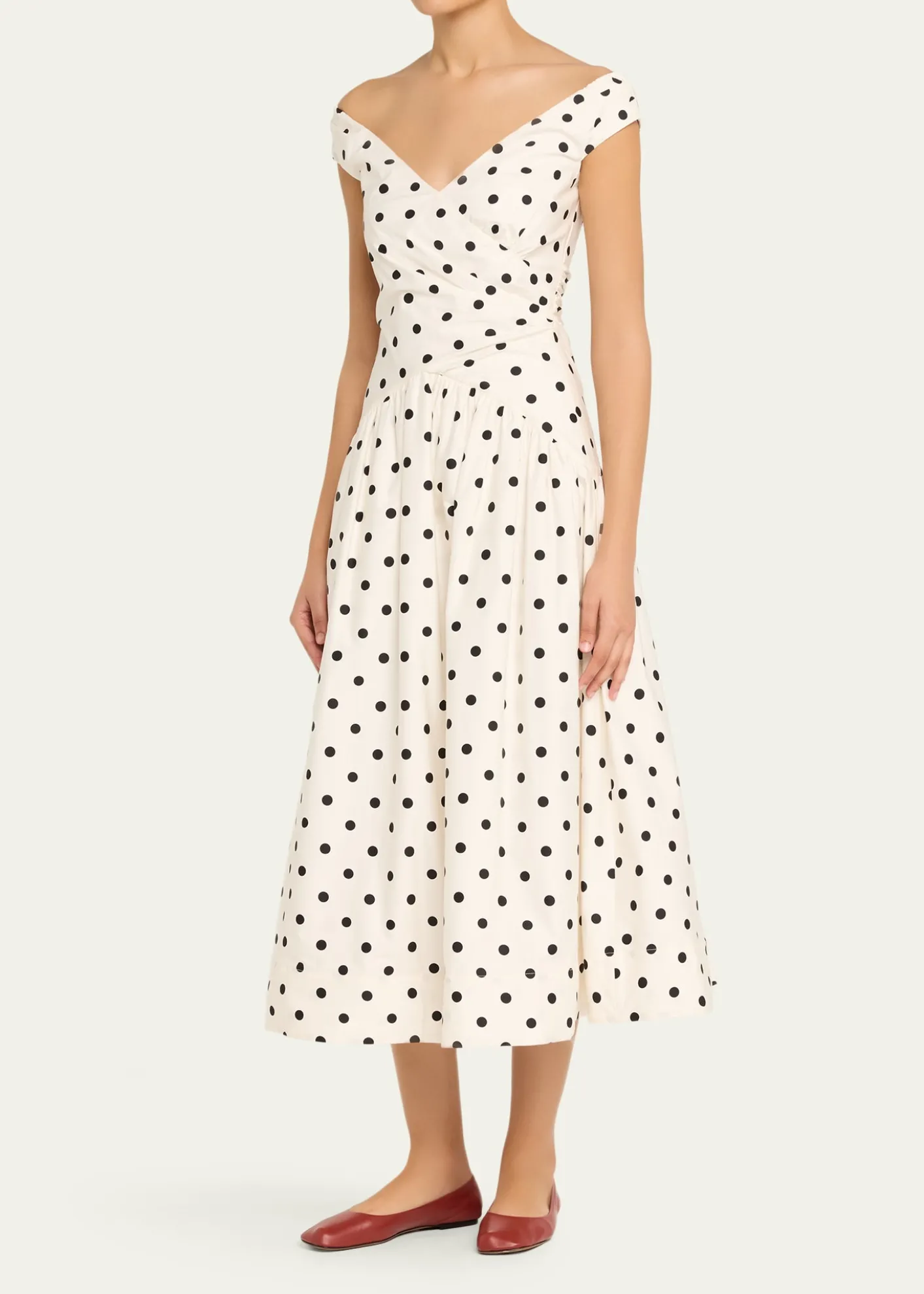 Self-PortraitPolka-Dot Cotton Midi Dress