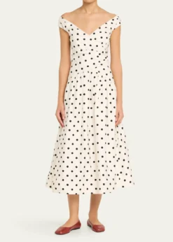 Self-PortraitPolka-Dot Cotton Midi Dress