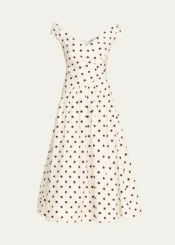 Self-PortraitPolka-Dot Cotton Midi Dress
