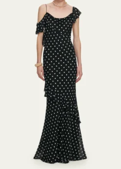 Self-PortraitPolka Dot Georgette Maxi Dress