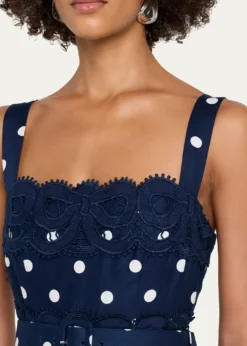 Self-PortraitPolka Dot Linen Midi Dress