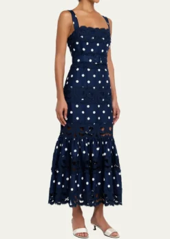 Self-PortraitPolka Dot Linen Midi Dress