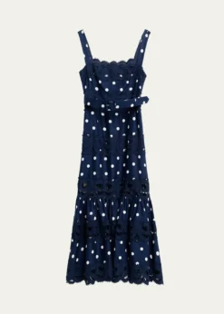 Self-PortraitPolka Dot Linen Midi Dress