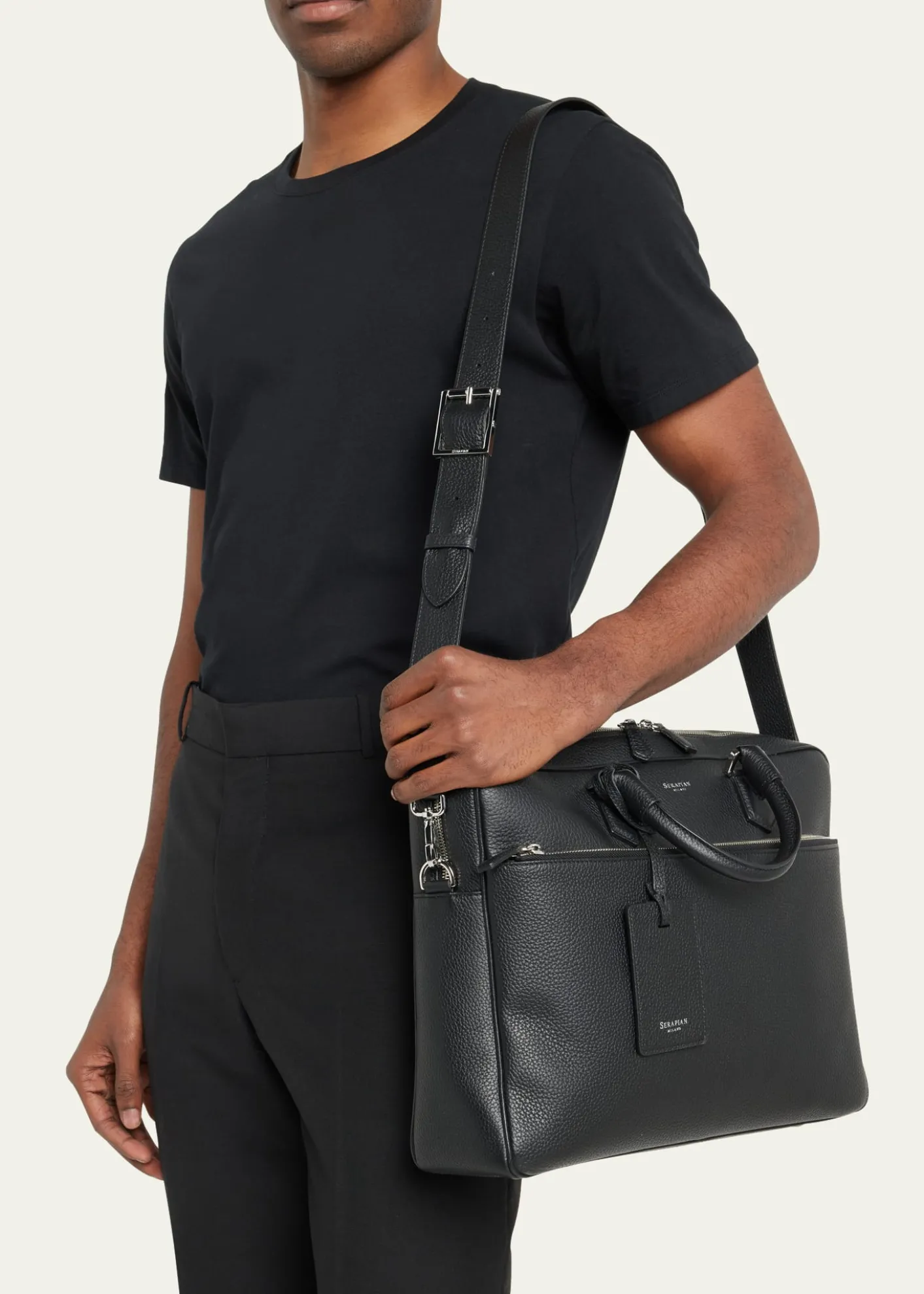 SerapianMen's Cachemire Leather Slim Briefcase