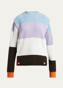 SETCHUDetachable Ribbed Button Sweater
