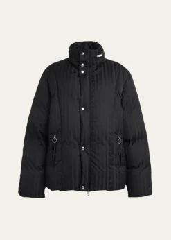 SETCHUJacquard Stripe Down Hooded Jacket