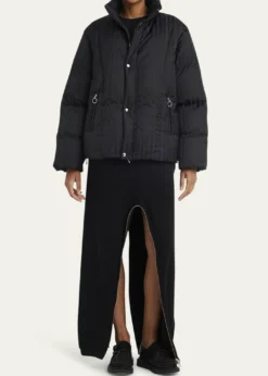 SETCHUJacquard Stripe Down Hooded Jacket